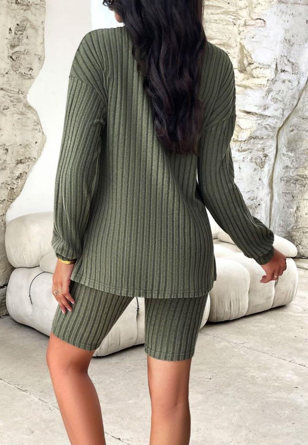Ribbed Knit Sweater and Shorts Coordinates