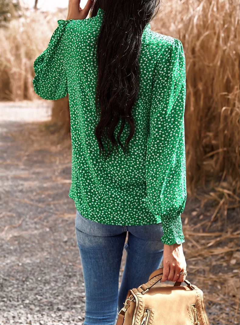Blusa de manga larga con puños fruncidos