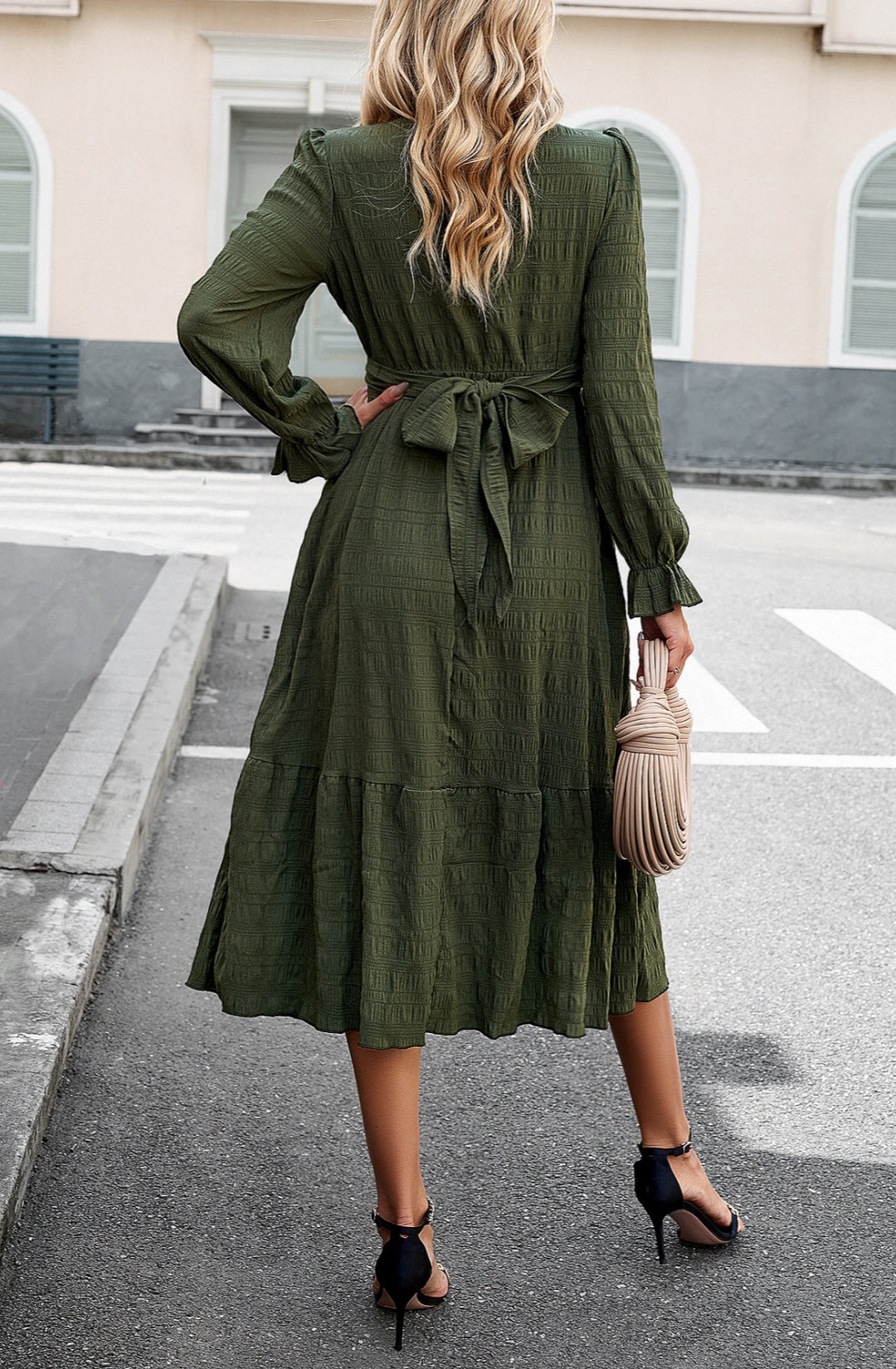 Cross Front Textured Dress