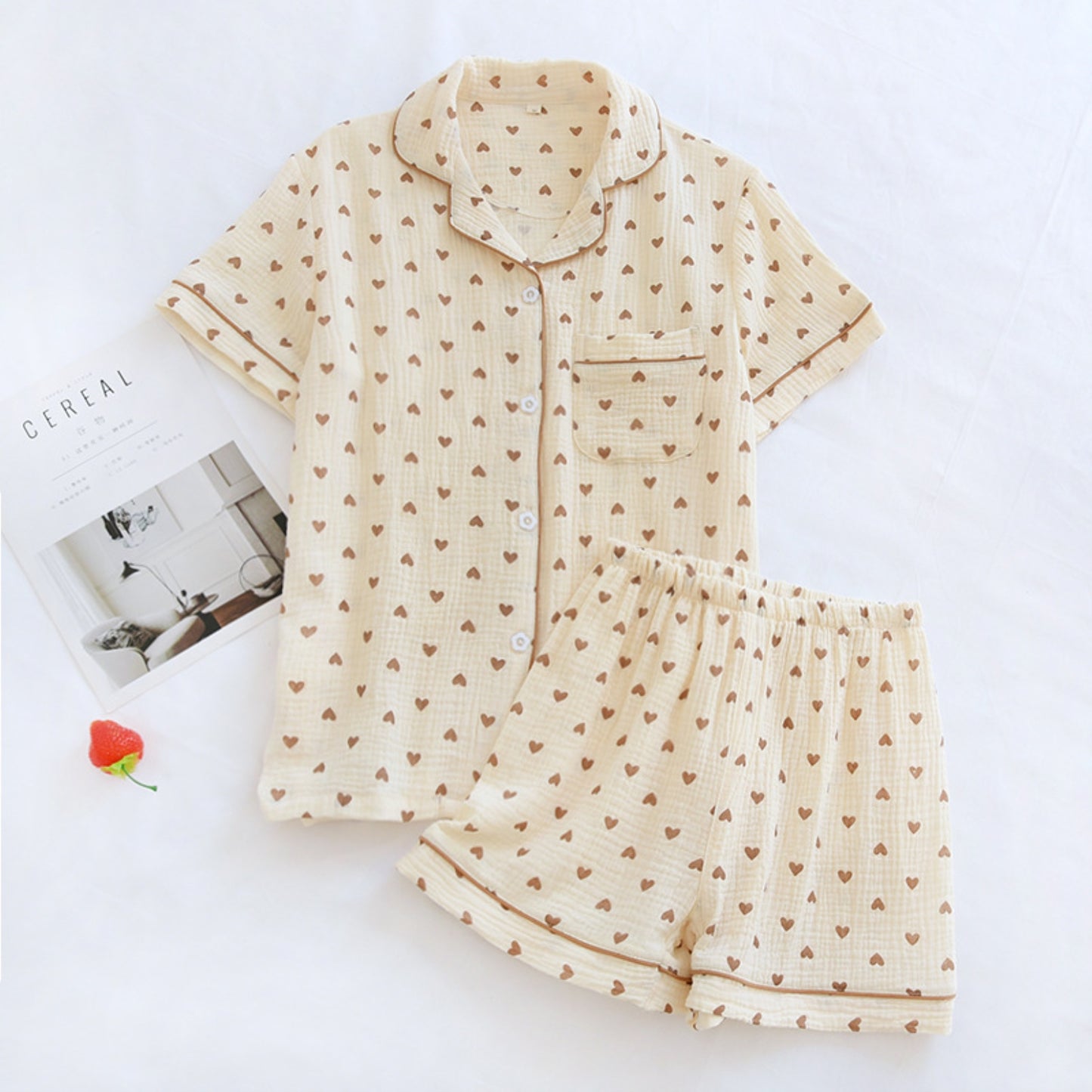 Heart Pattern Shirt and Shorts Coordinates