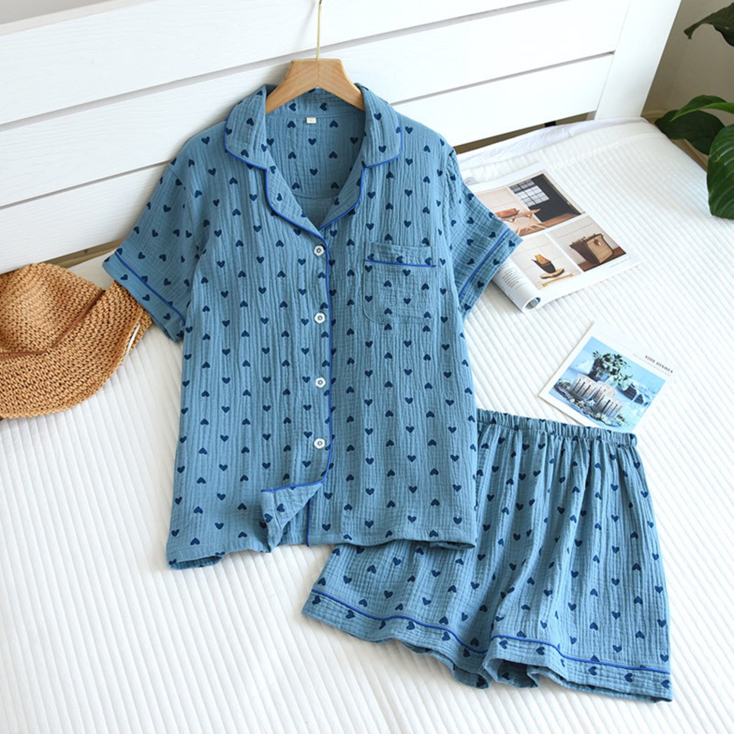 Heart Pattern Shirt and Shorts Coordinates