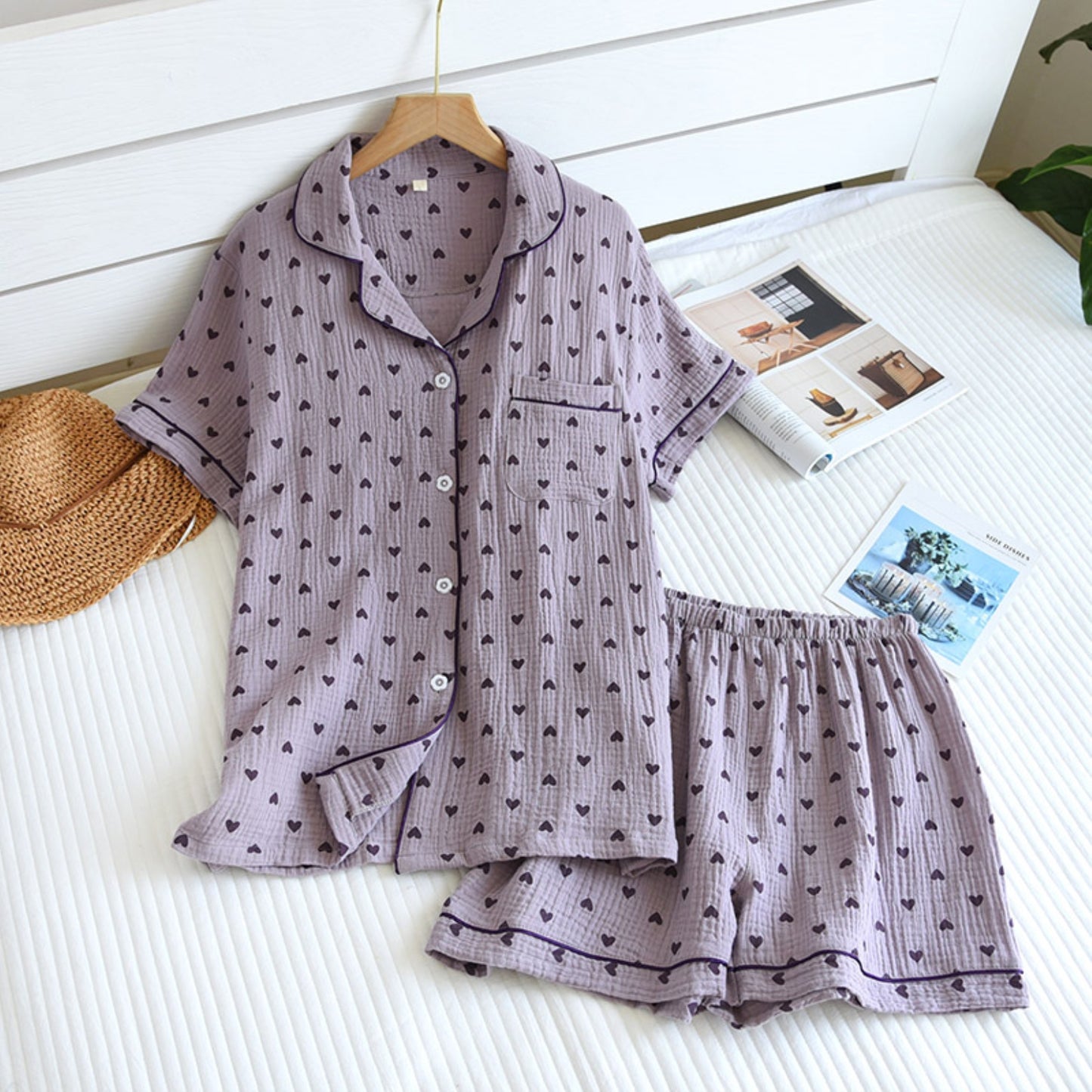 Heart Pattern Shirt and Shorts Coordinates