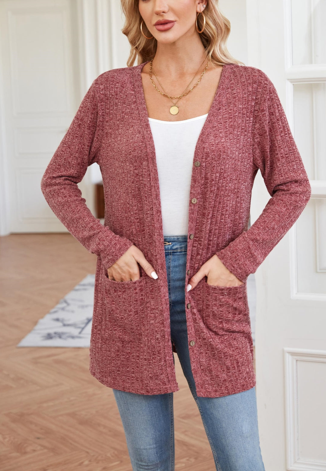Ribbed Knit Textured Cardigan