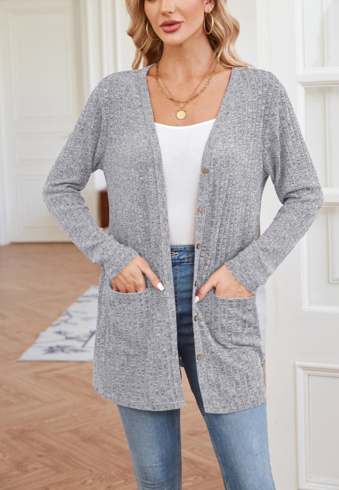 Ribbed Knit Textured Cardigan