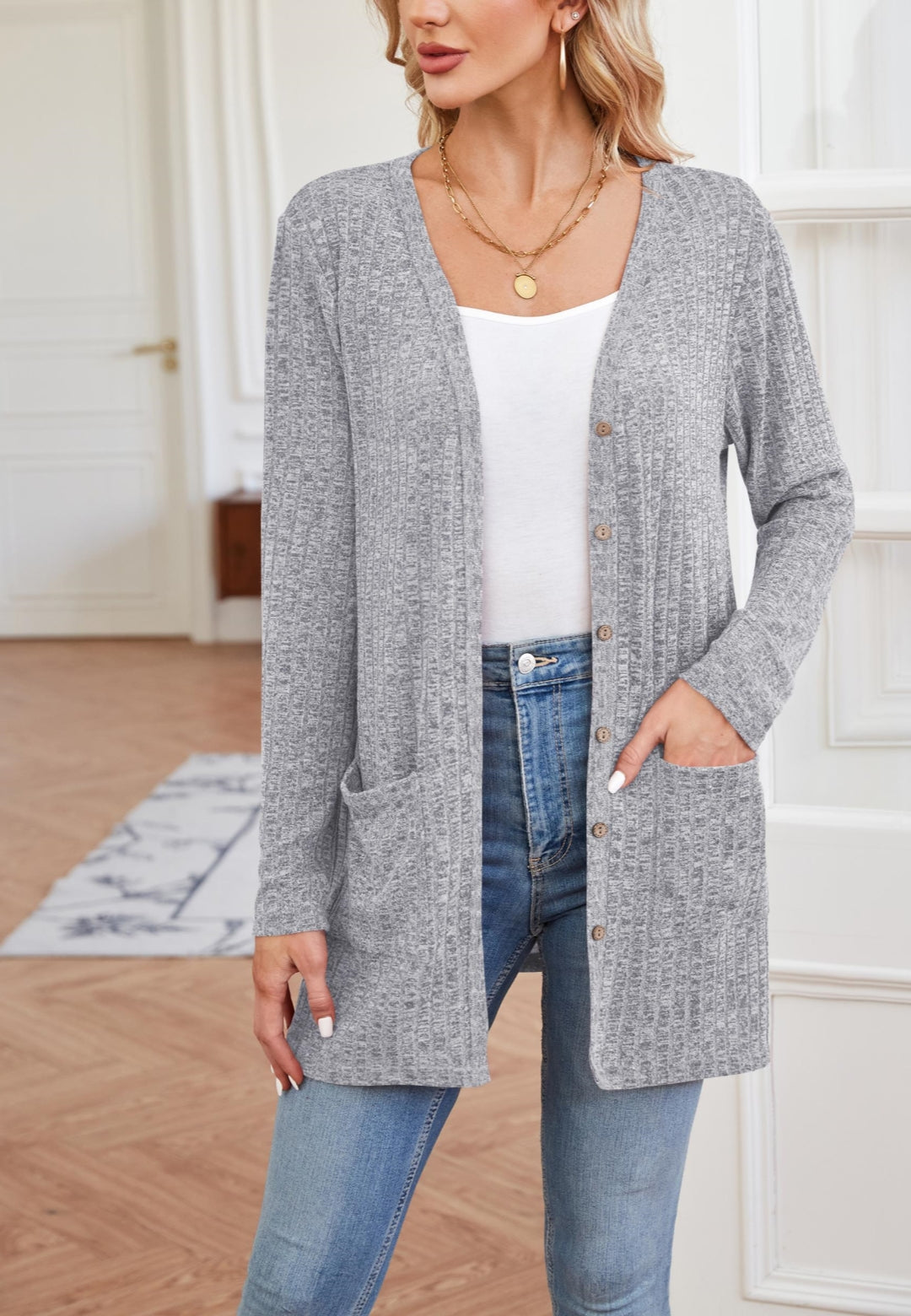 Ribbed Knit Textured Cardigan