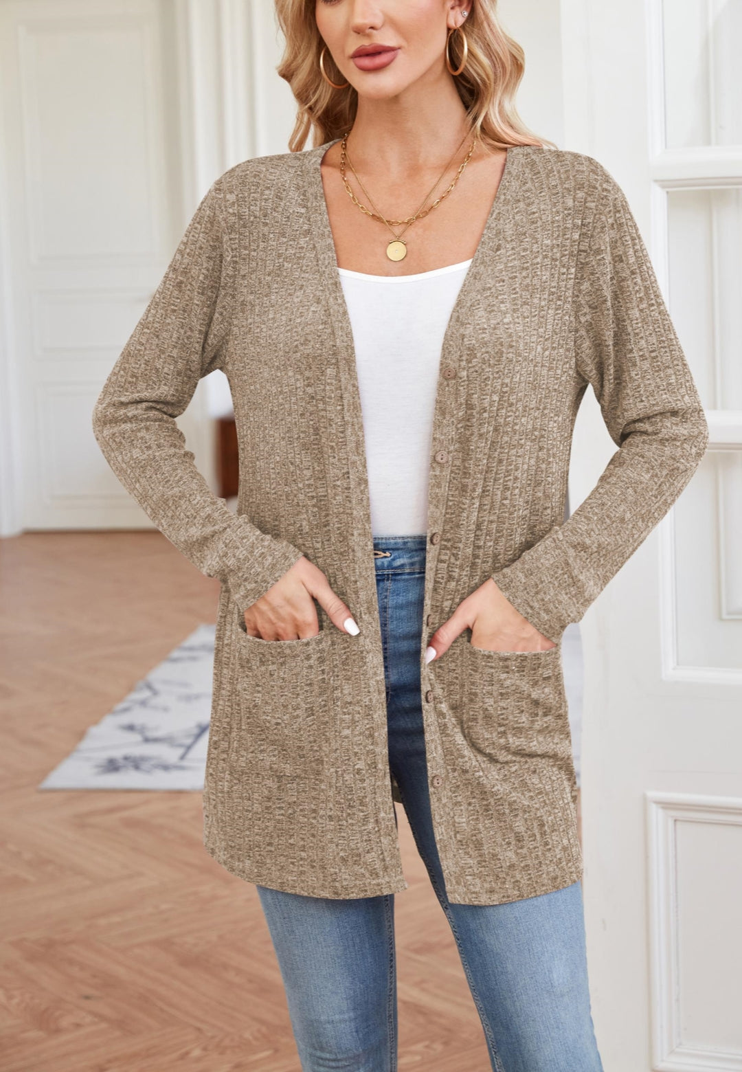 Ribbed Knit Textured Cardigan