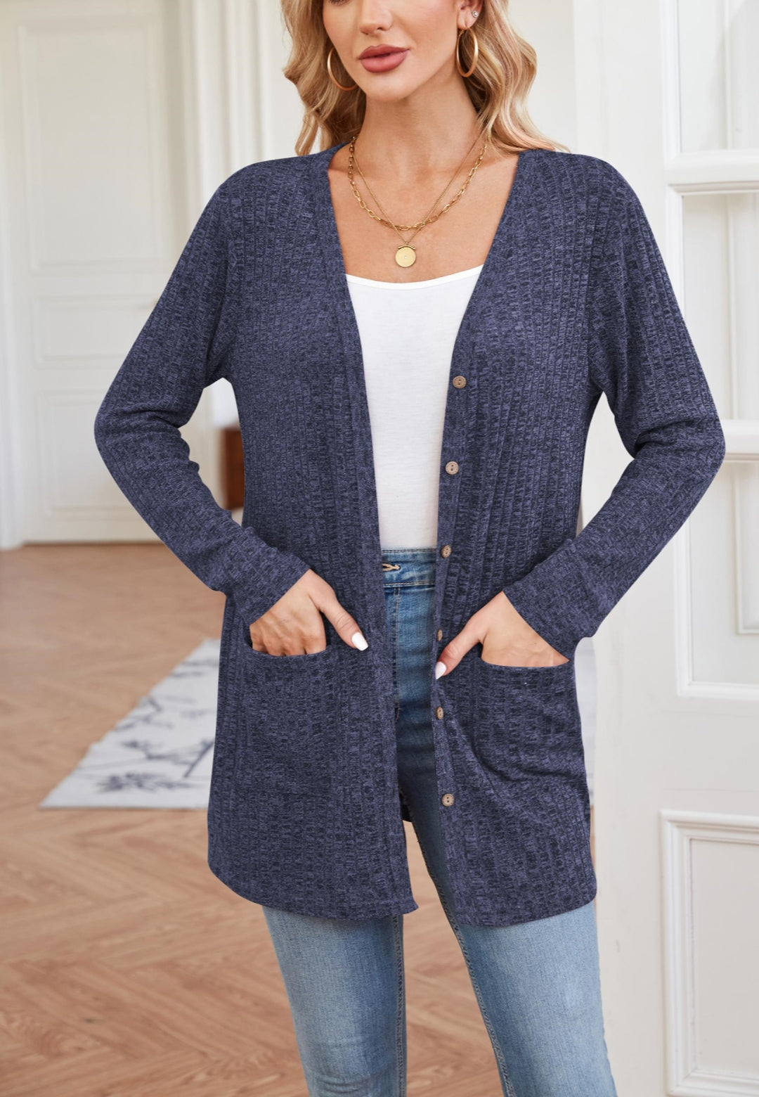 Ribbed Knit Textured Cardigan