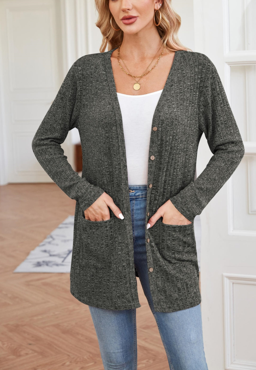 Ribbed Knit Textured Cardigan