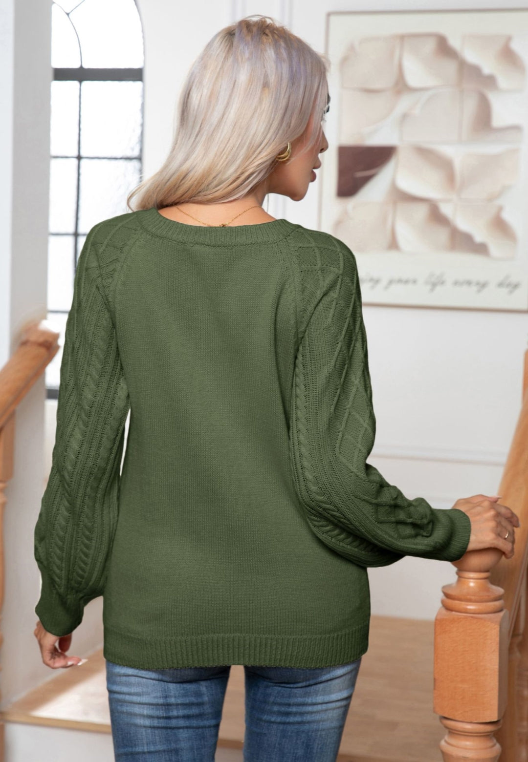 Button Detail Cable Knit Sweater