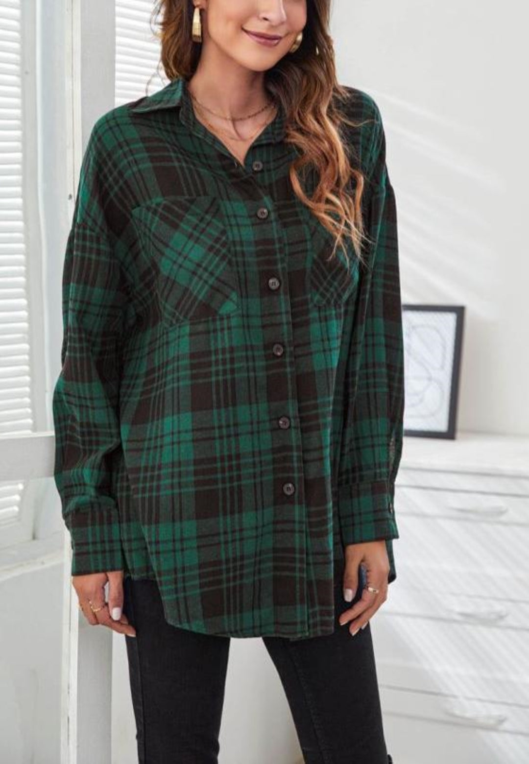 Classic Plaid Pattern Button Down Collared Flannel Shirt for Women –  Anna-Kaci, image size:1080x1560