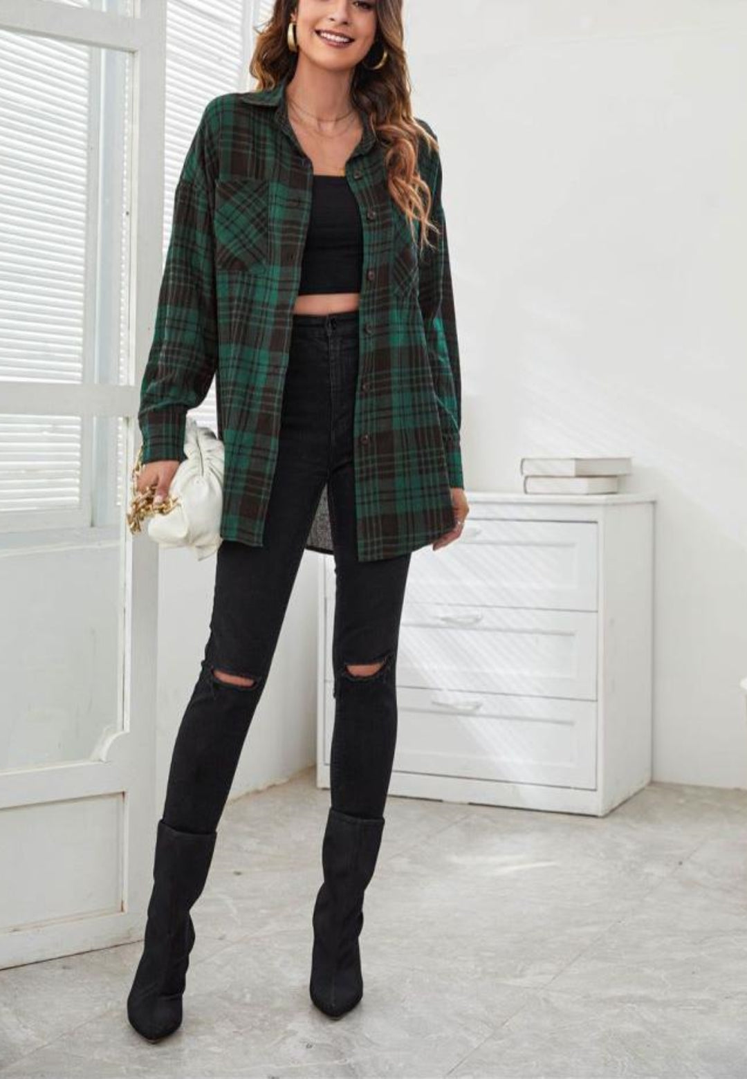 Classic Plaid Pattern Button Shirt