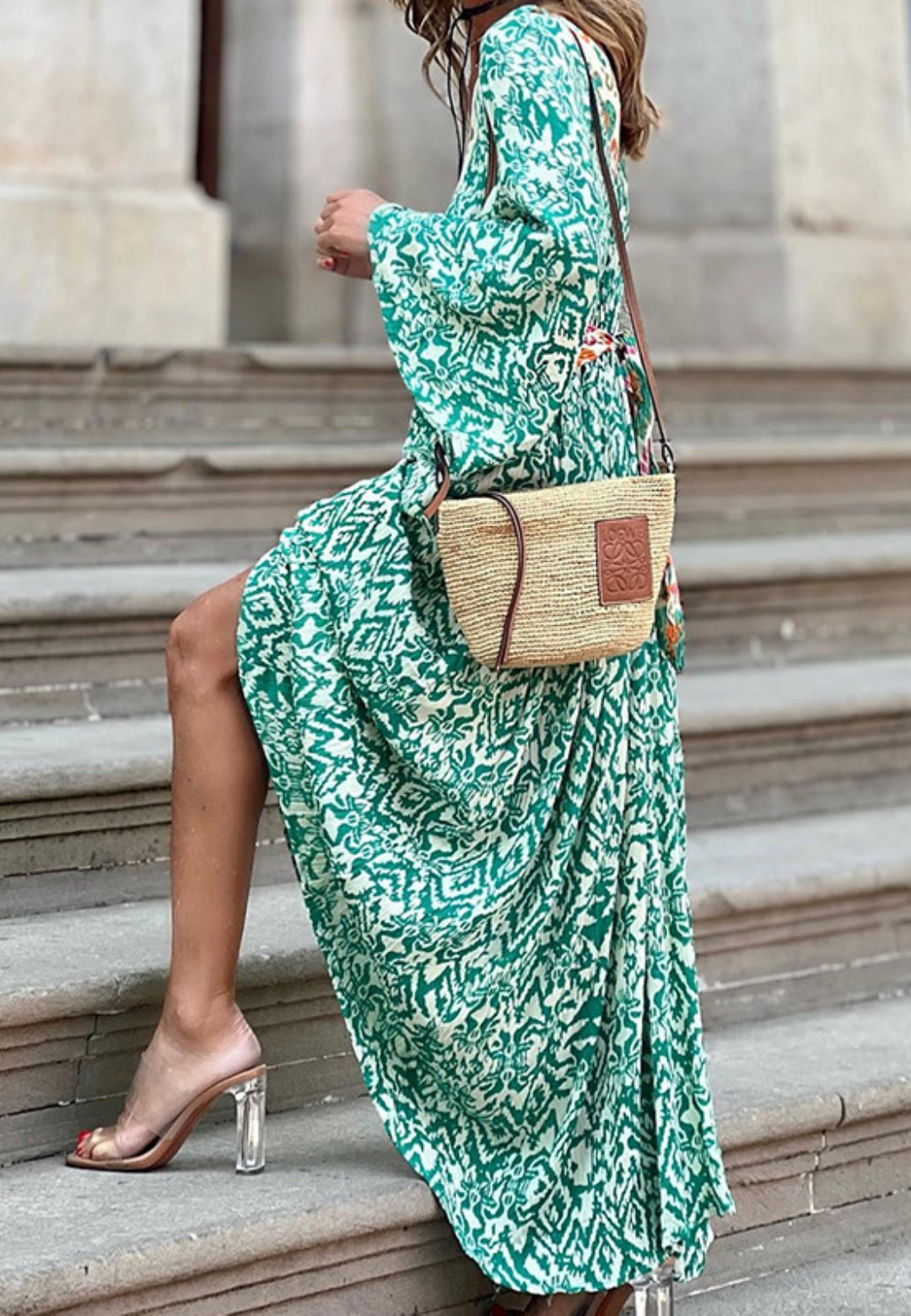 Vestido largo con estampado abstracto para mujer