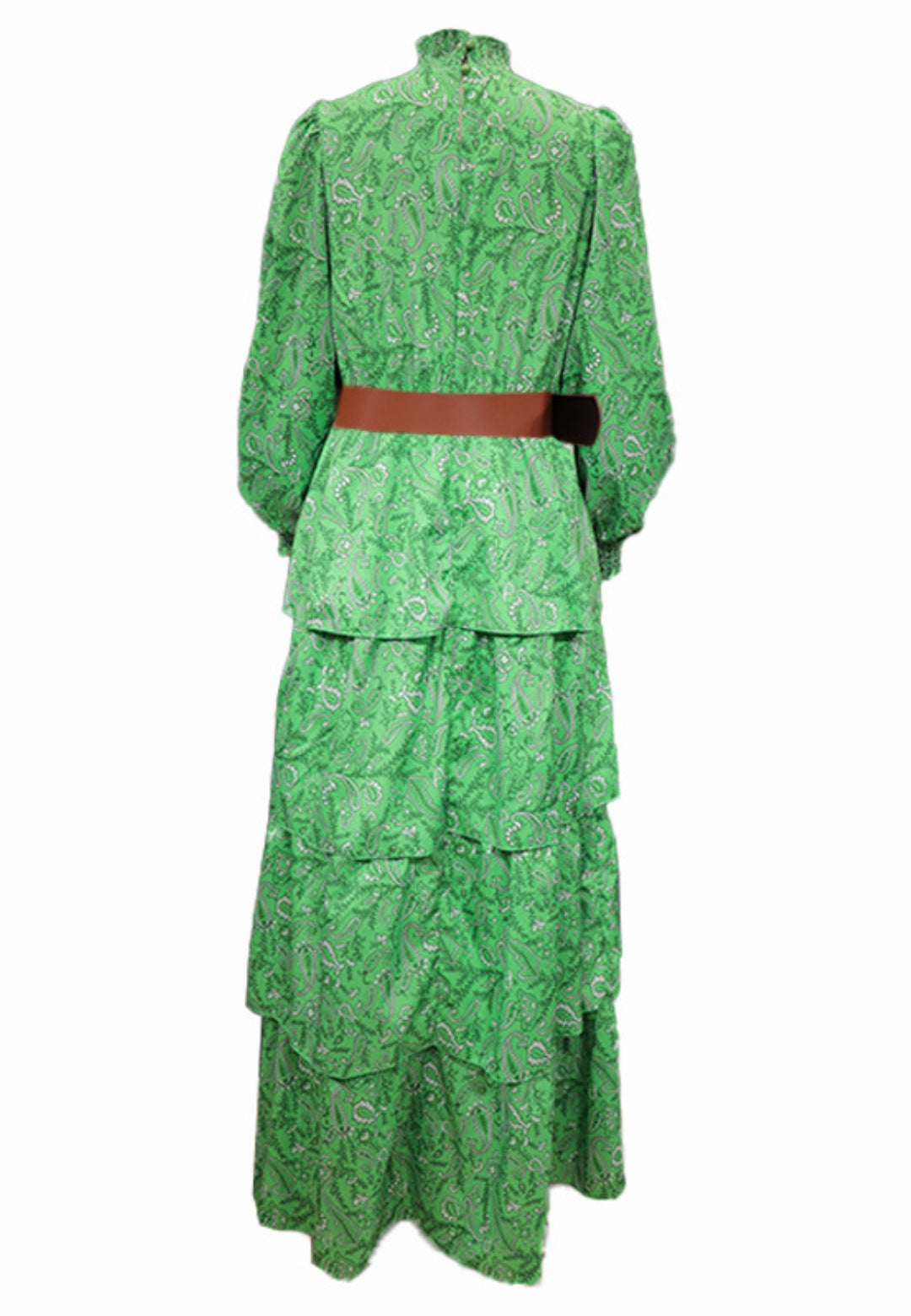 Vestido de cachemira con cuello alto y fruncido