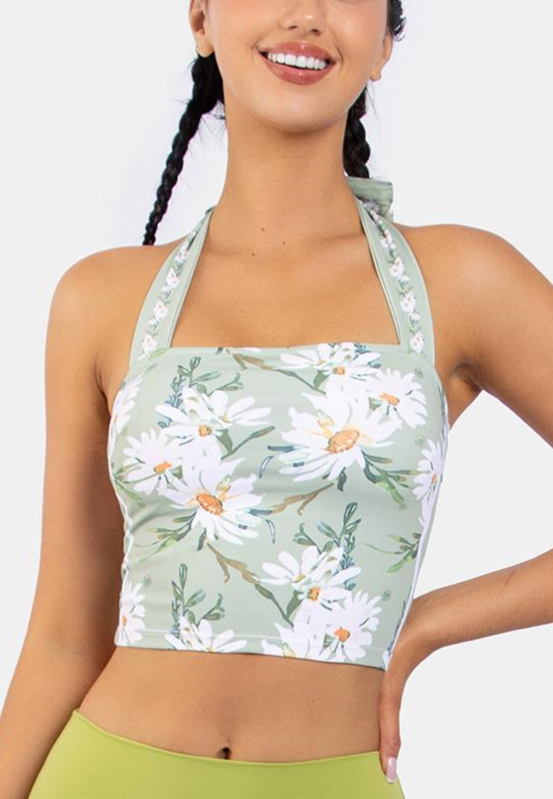 Top deportivo con estampado floral y cuello anudado