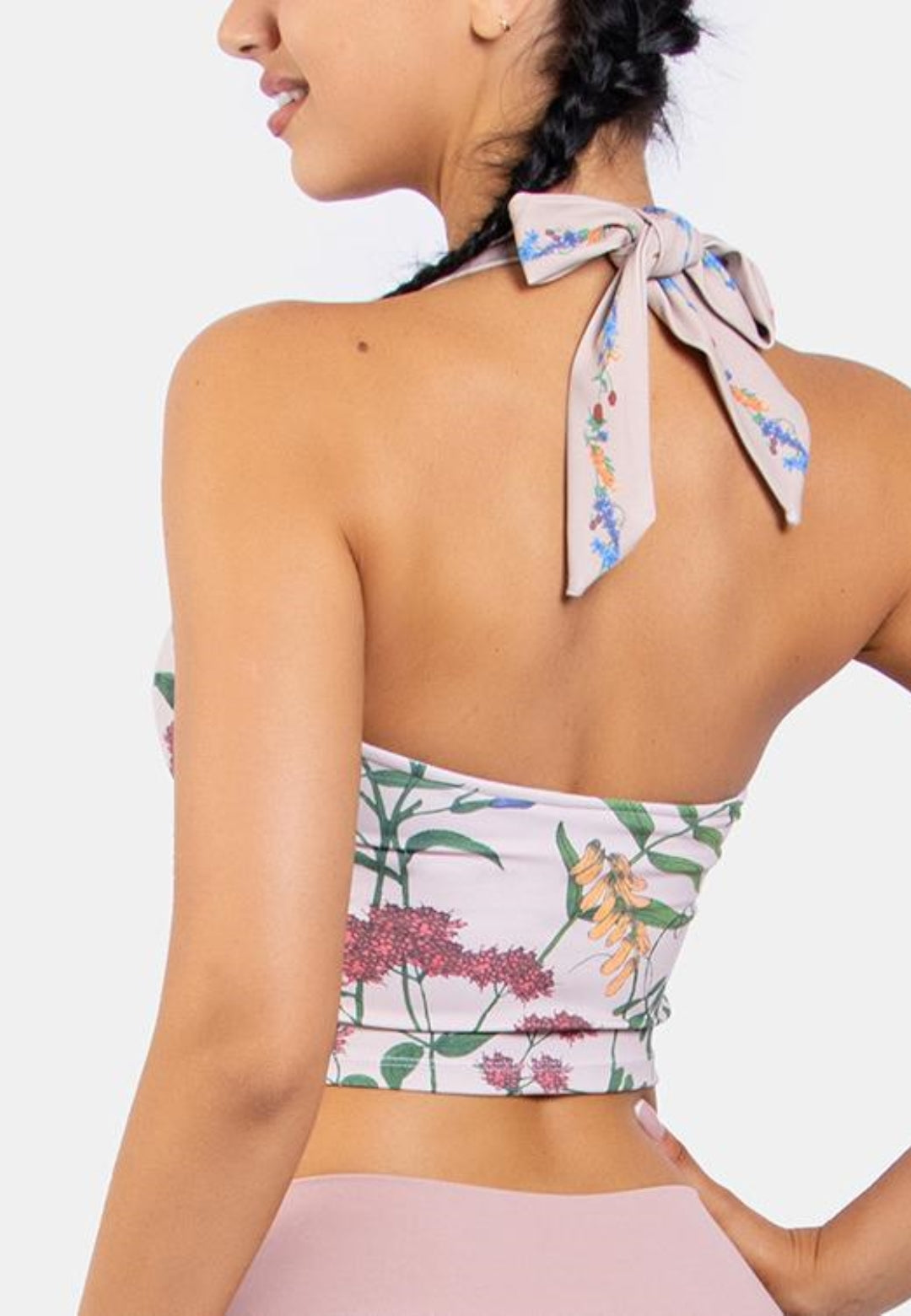 Top deportivo con estampado floral y cuello anudado