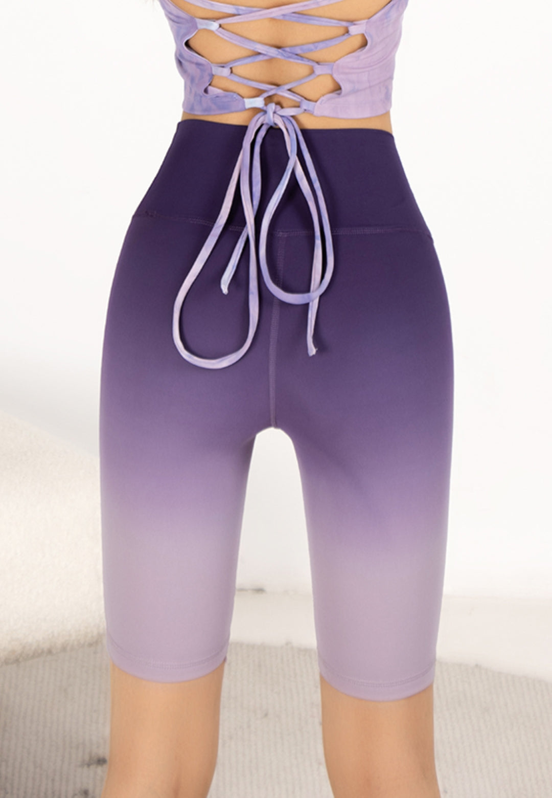 Pantalones cortos de ciclista con cintura alta y efecto ombré