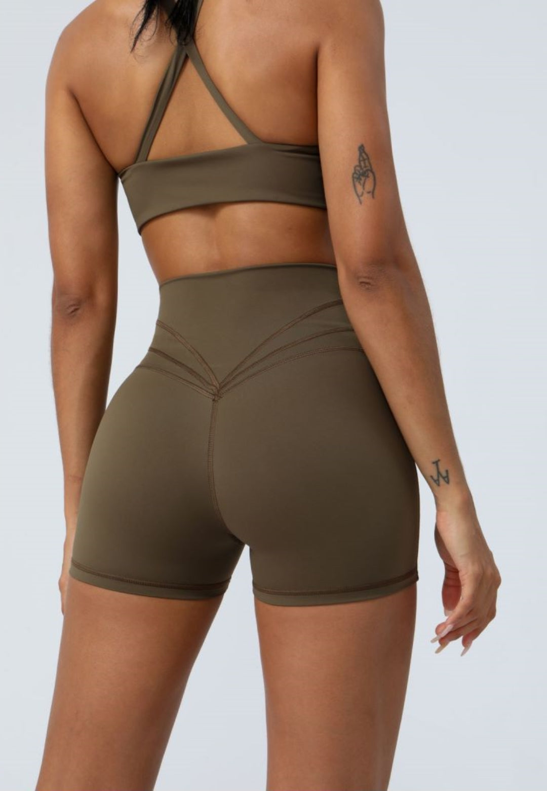 Pantalones cortos elásticos de cintura alta para correr, fitness y con cintura cruzada