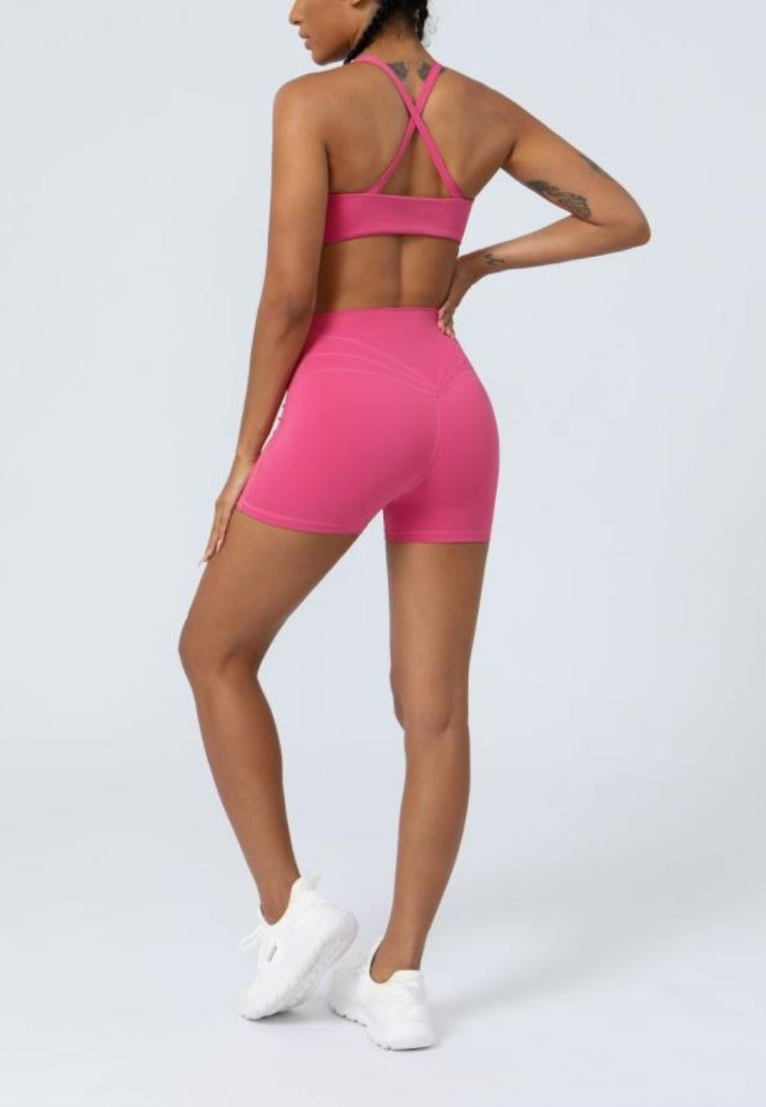 Pantalones cortos elásticos de cintura alta para correr, fitness y con cintura cruzada
