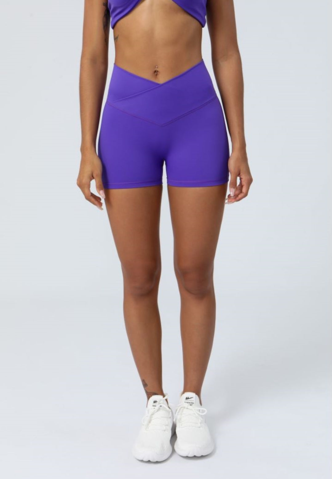 Pantalones cortos elásticos de cintura alta para correr, fitness y con cintura cruzada