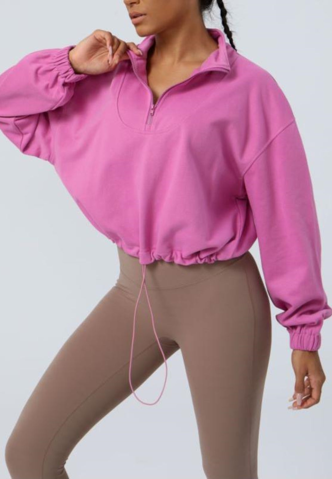 Chaqueta deportiva informal de manga larga holgada con cremallera