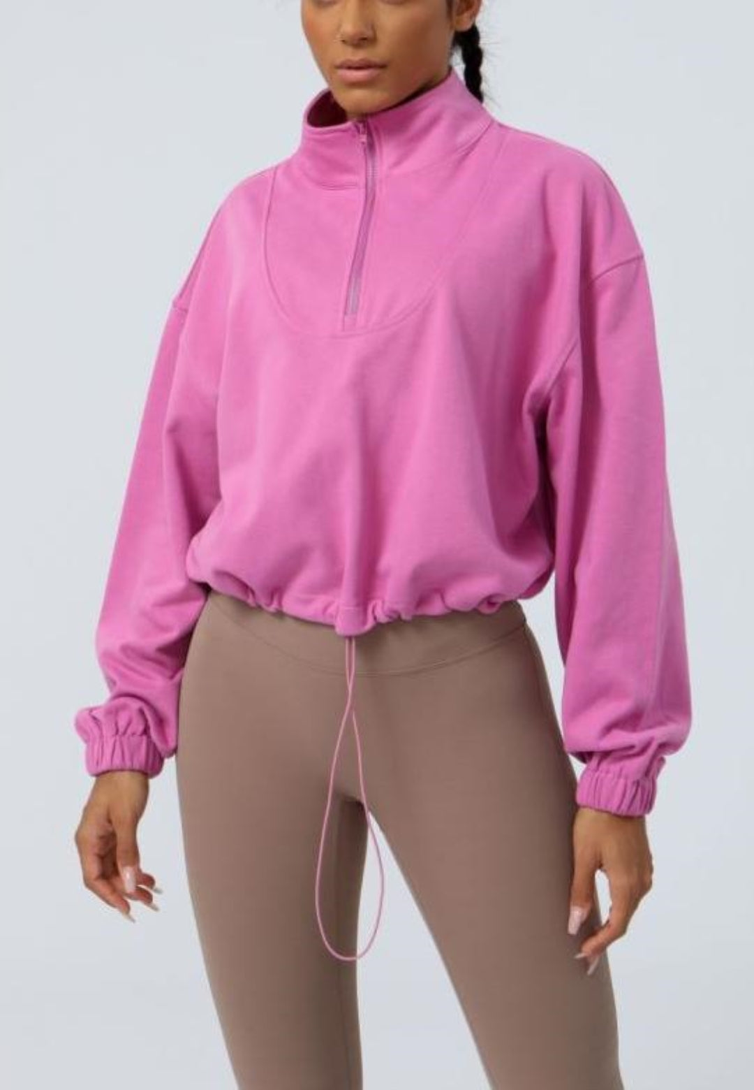 Chaqueta deportiva informal de manga larga holgada con cremallera