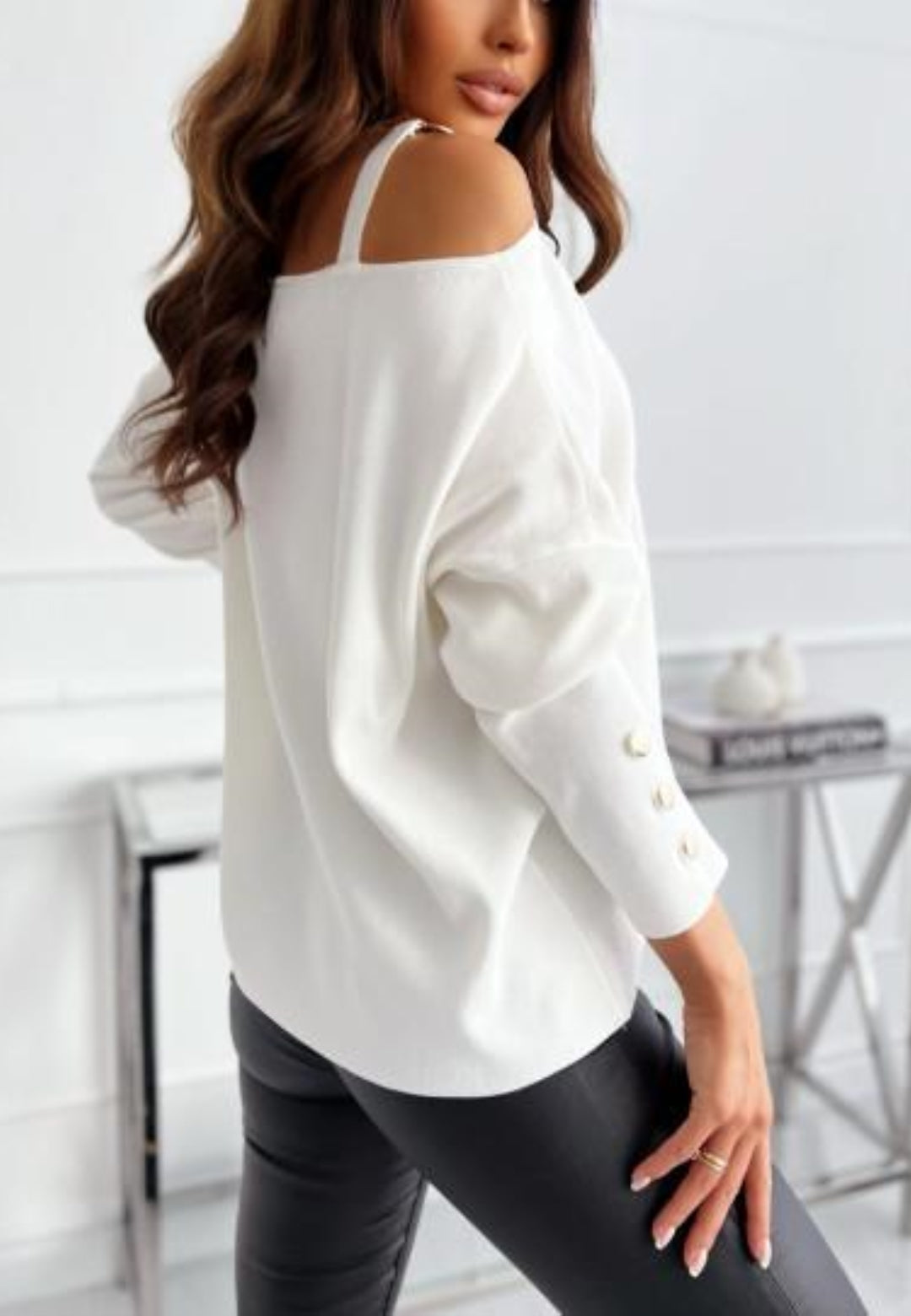 One Shoulder Chain Detail Sweater