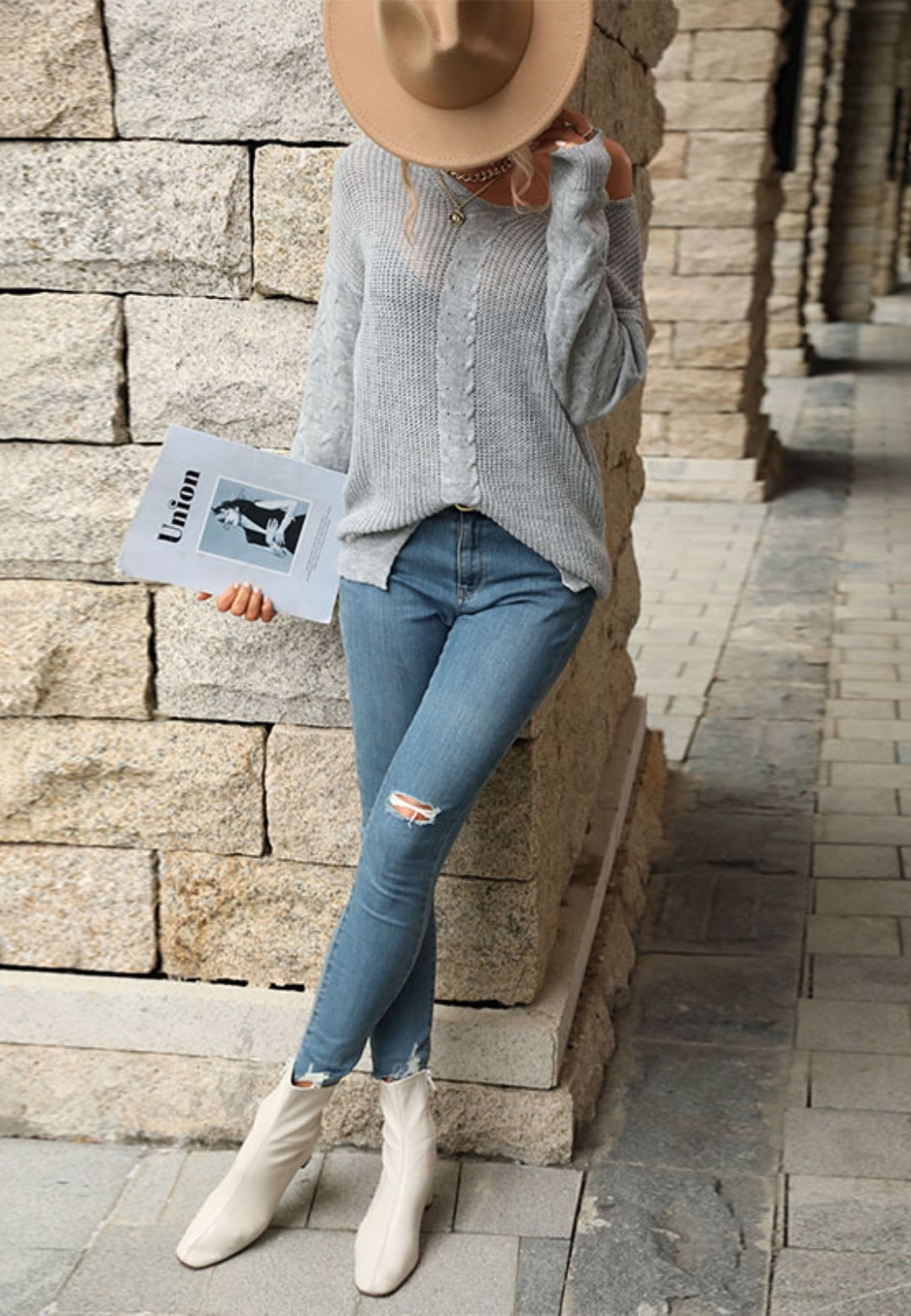 Textured Knit Detailed Sweater
