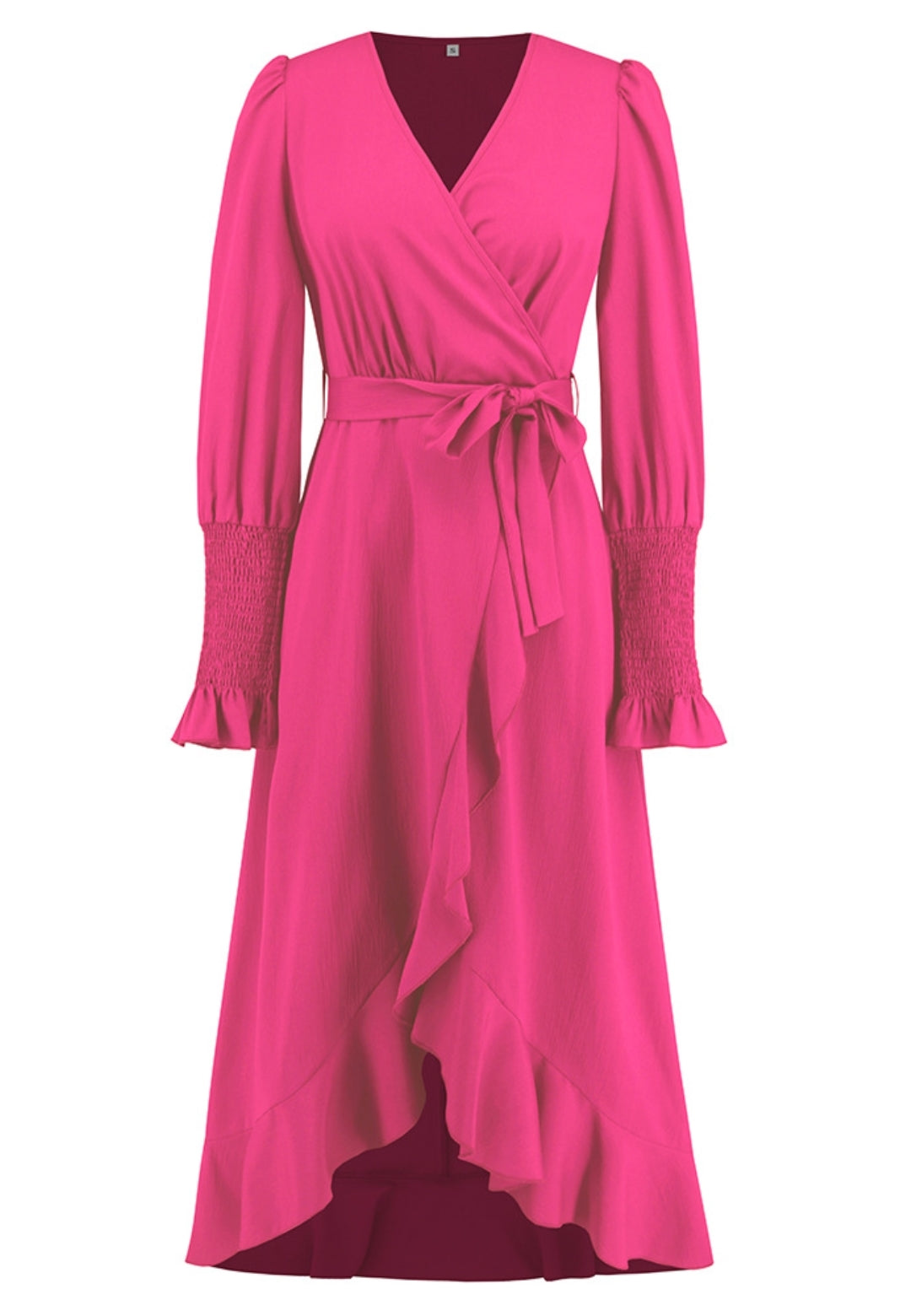 Vestido midi cruzado con dobladillo con volantes