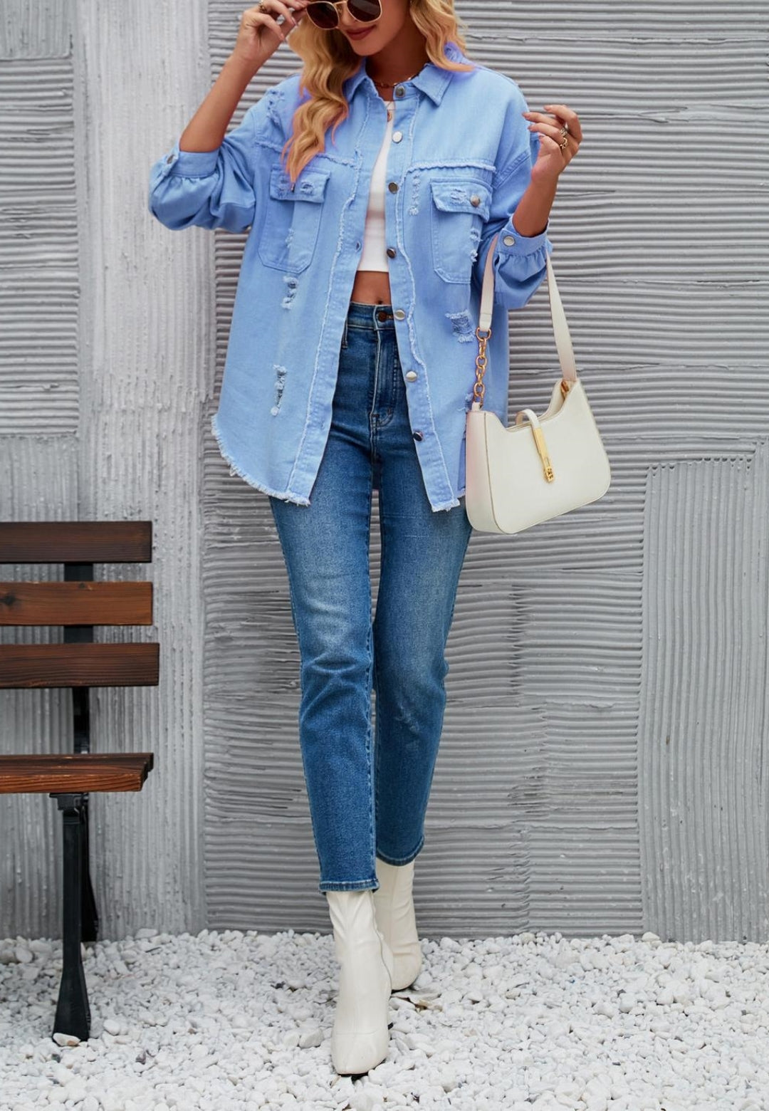 Chaqueta desgastada de color liso