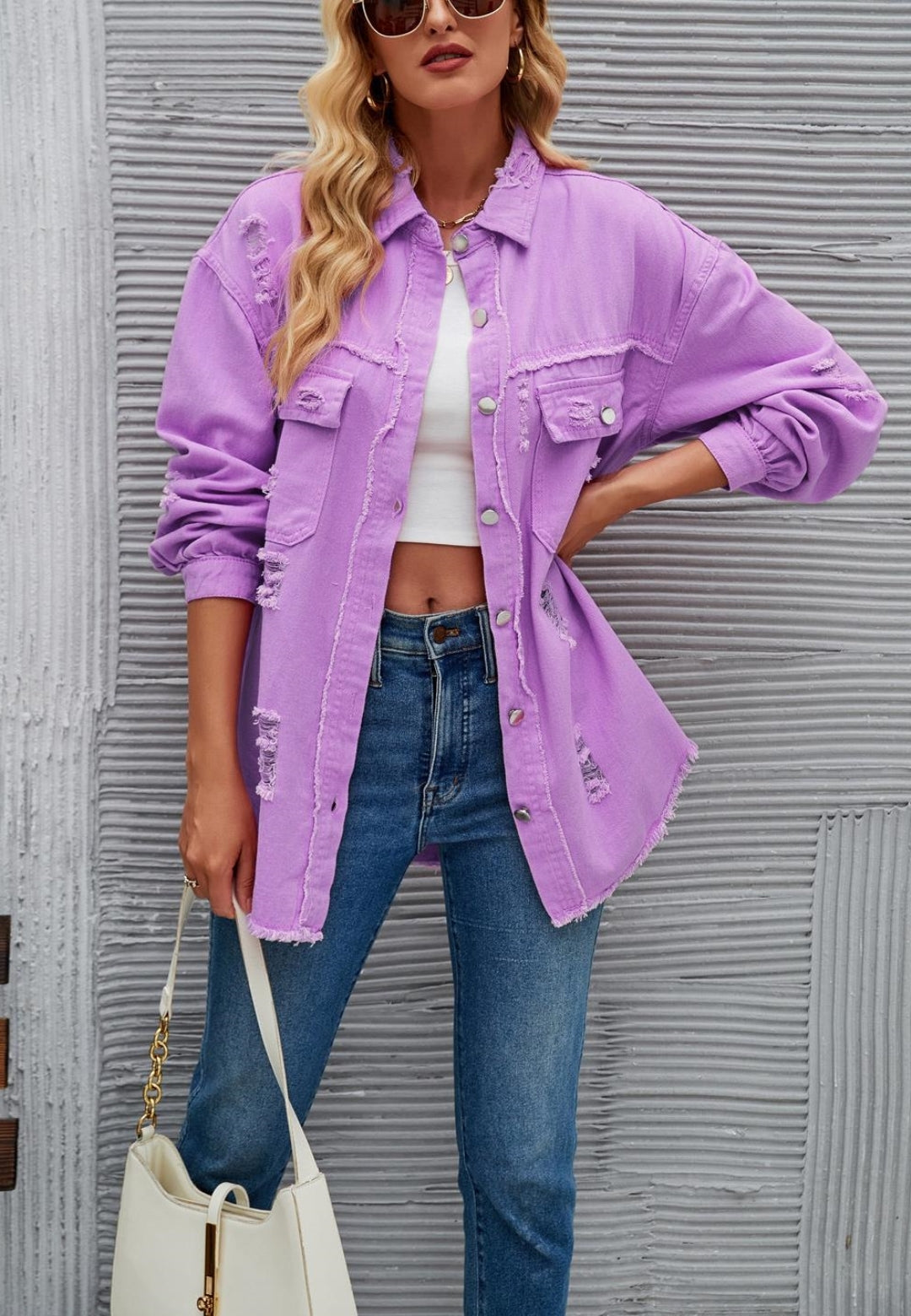 Chaqueta desgastada de color liso