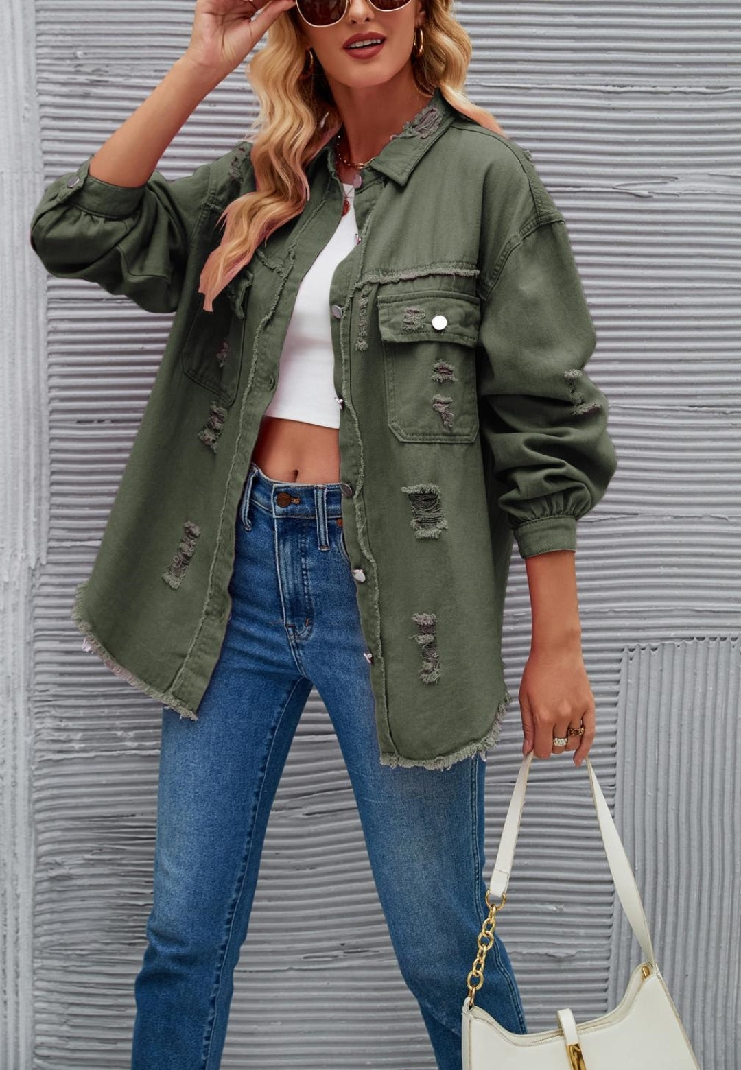 Chaqueta desgastada de color liso