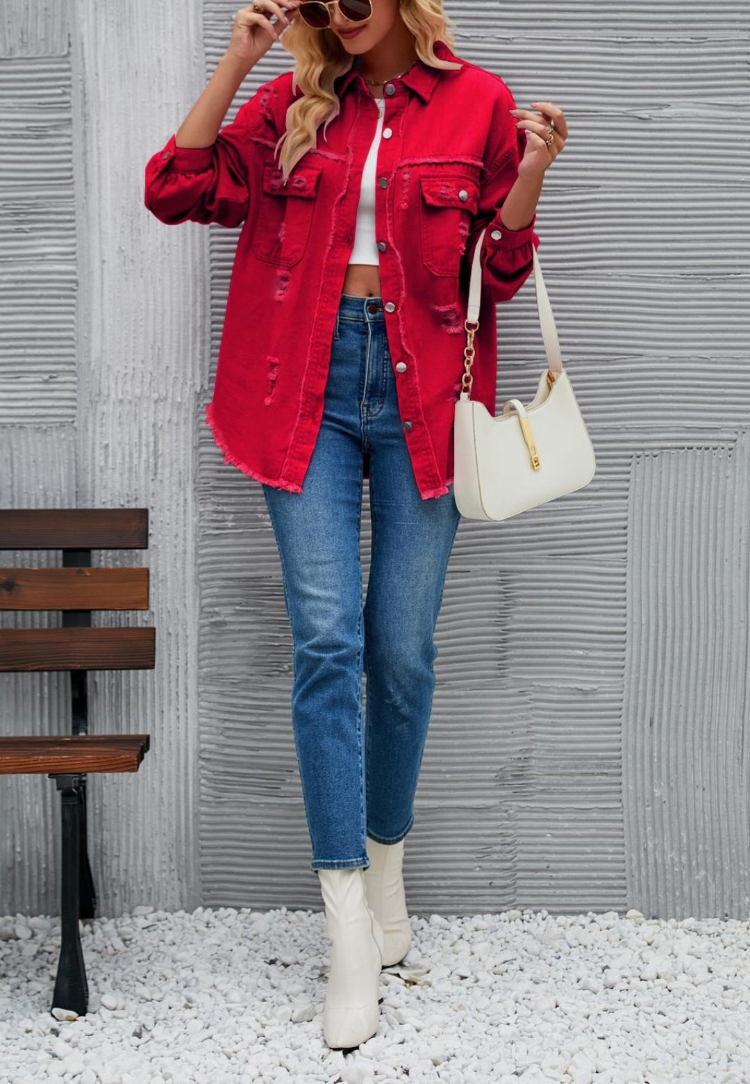 Chaqueta desgastada de color liso