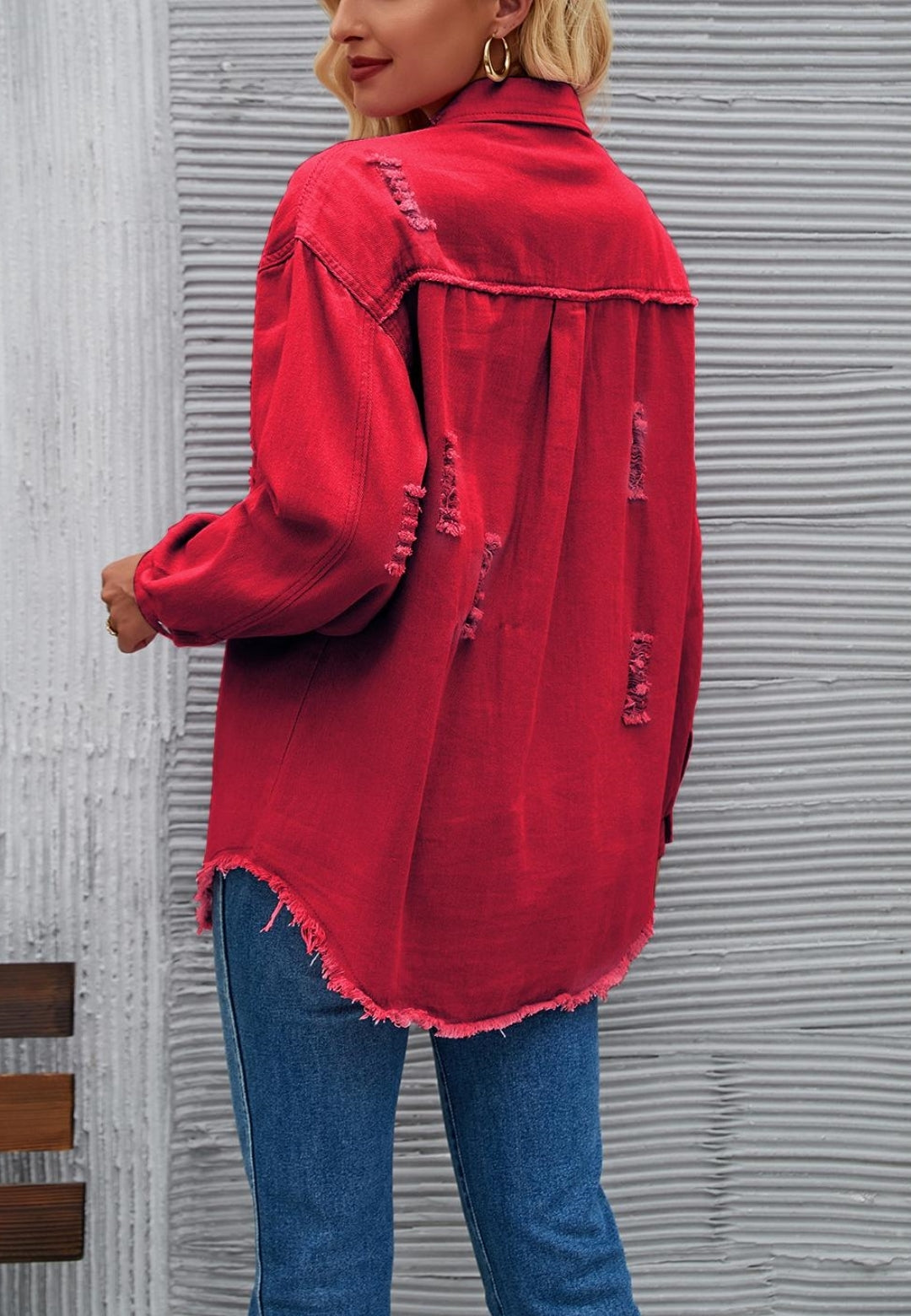 Chaqueta desgastada de color liso