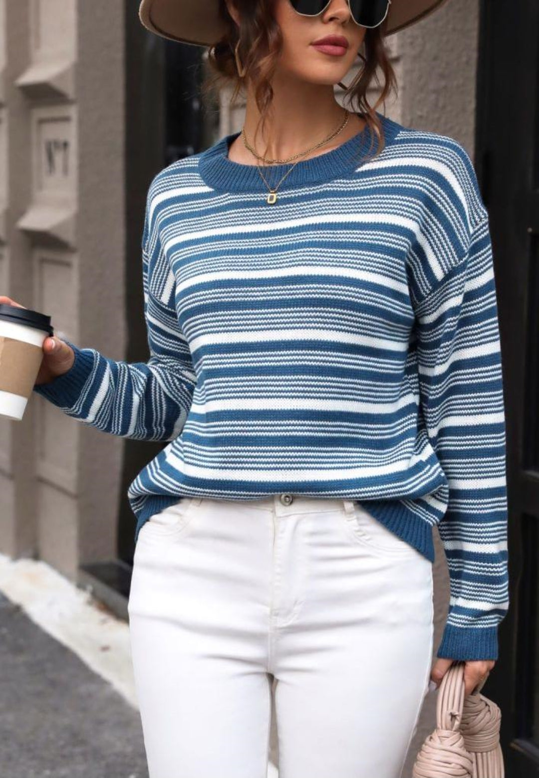 Classic Striped Drop Shoulder Sweater