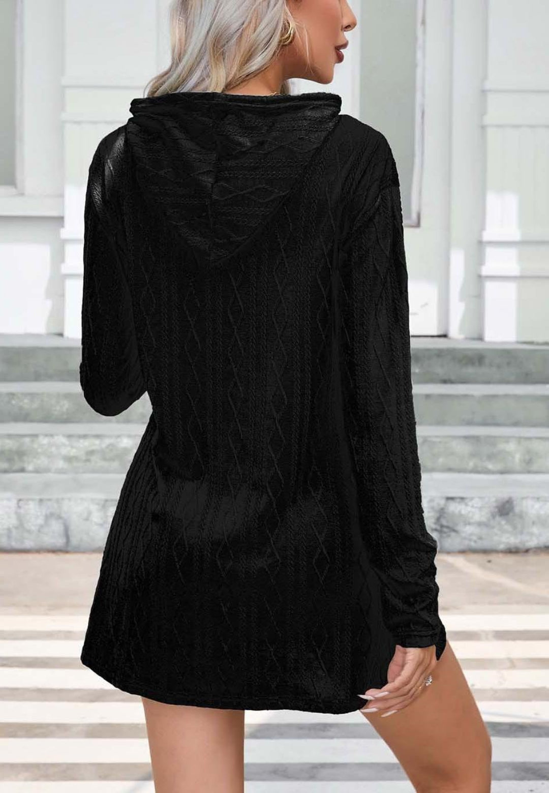 Cable Knit Hooded Sweater Dress