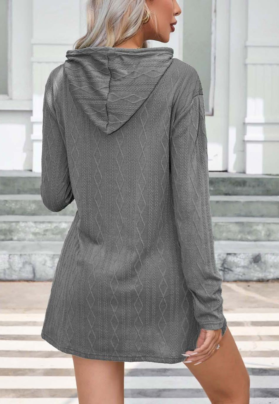 Cable Knit Hooded Sweater Dress