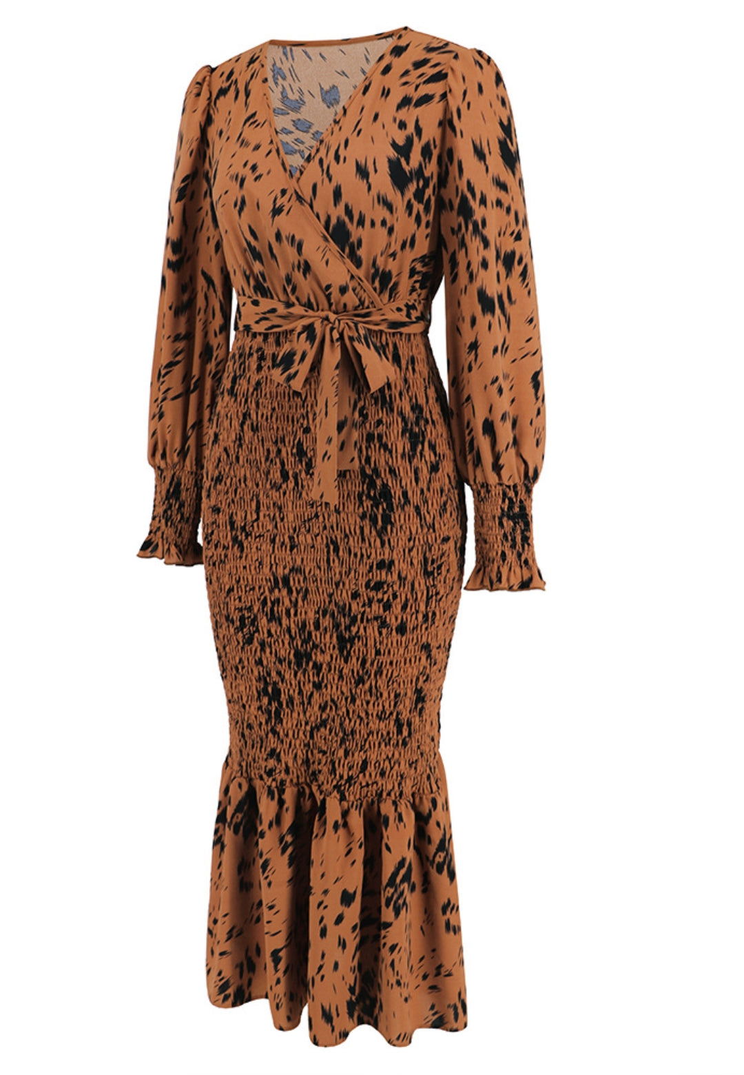 Vestido ajustado fruncido con estampado abstracto