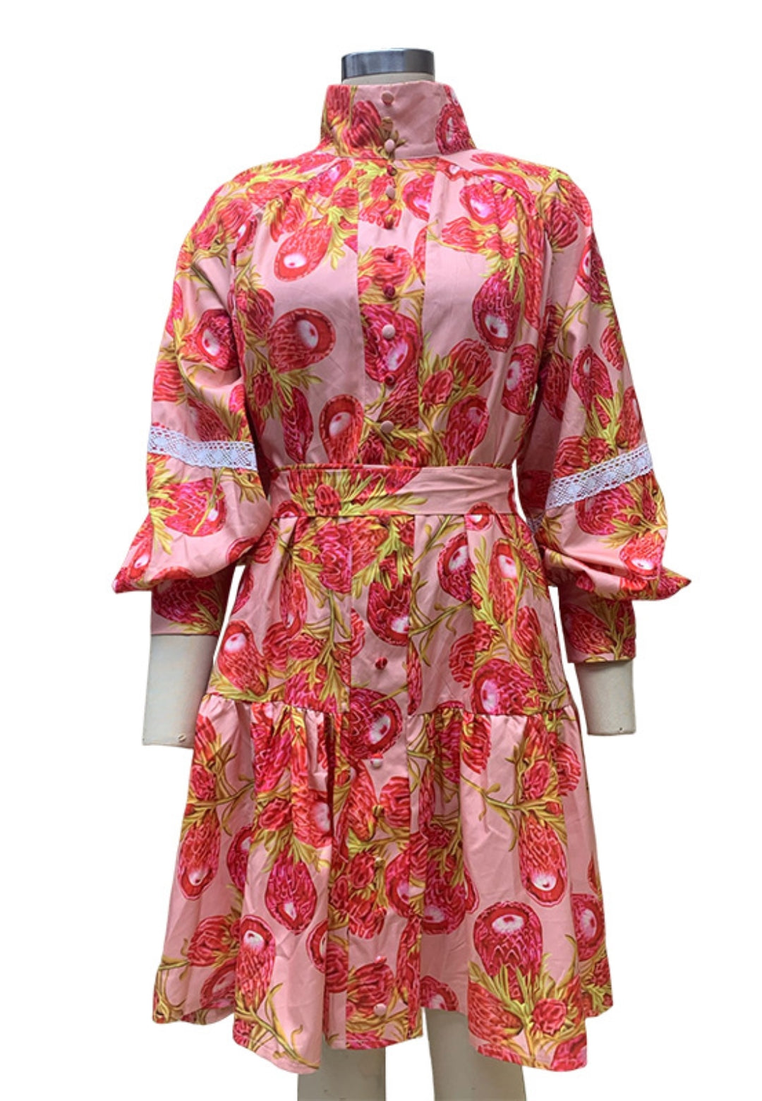 High Neck Bishop Sleeve Dress