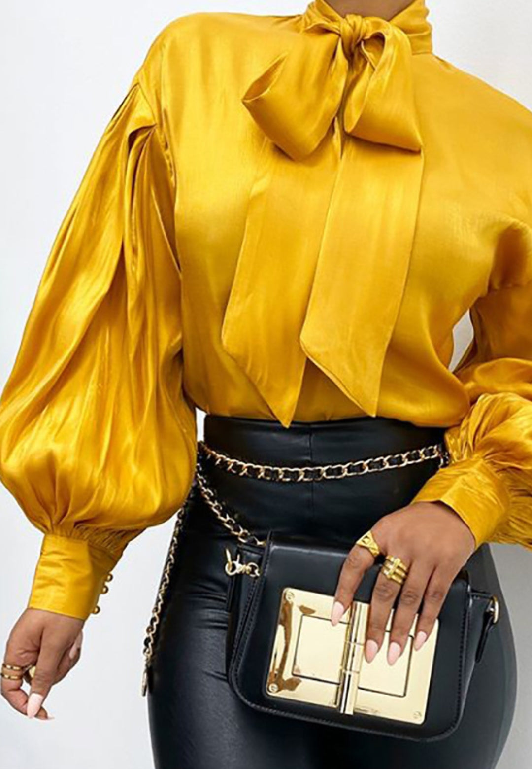 Tie Neck Satin Blouse