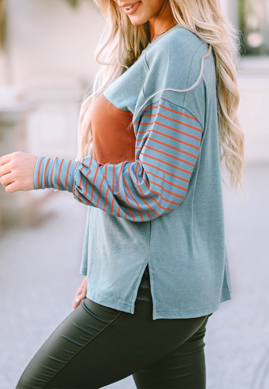Color Block Striped Long Sleeve Sweater