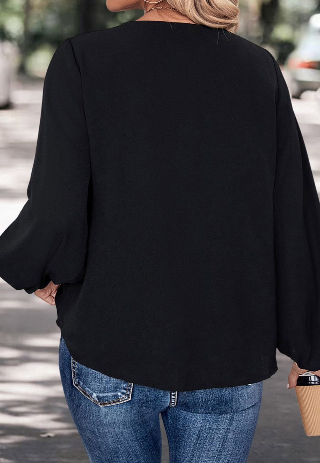 Animal Print Detail Long Sleeve Blouse