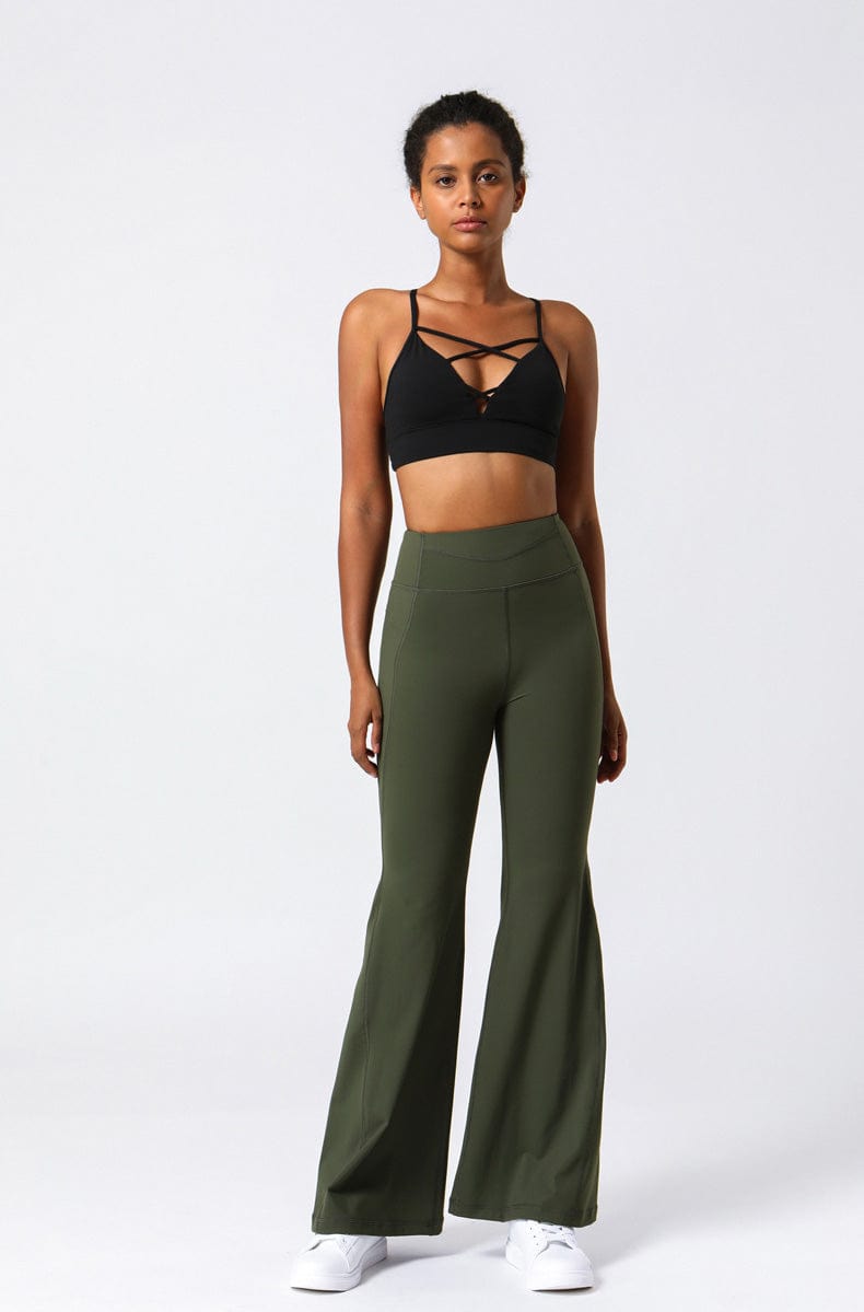 High Waist Flare Pants with Stitching