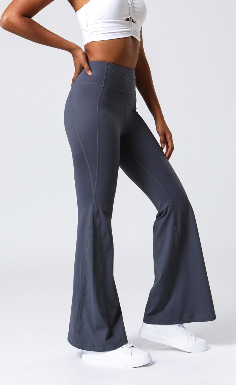 High Waist Flare Pants with Stitching
