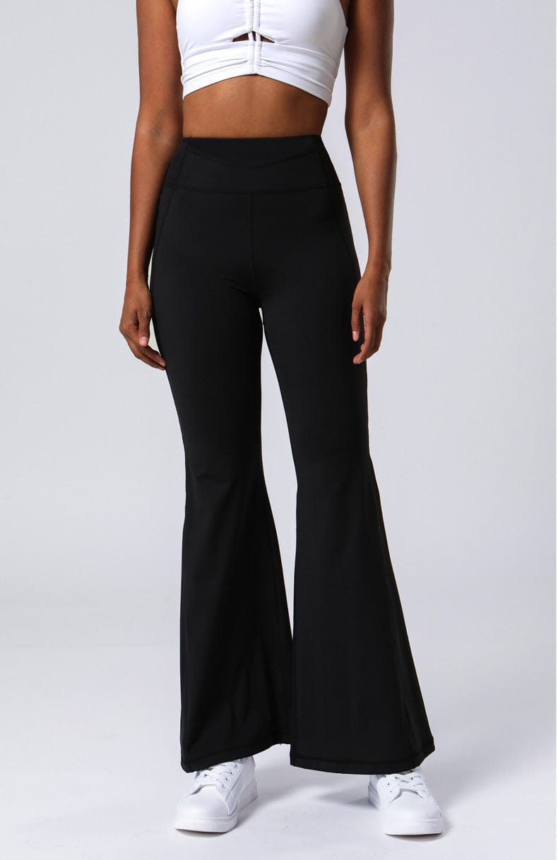 High Waist Flare Pants with Stitching