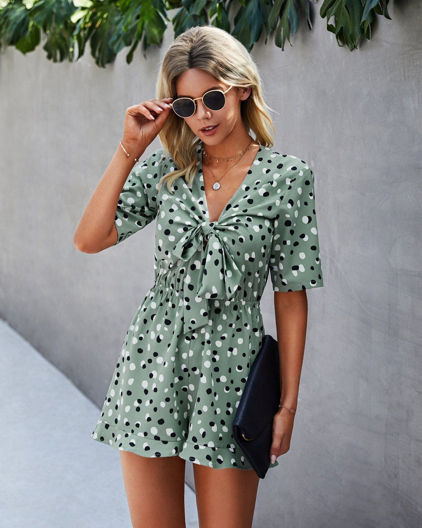 Tie Front Animal Print Romper