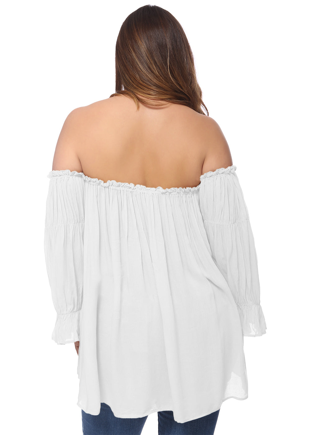 Blusa campesina con hombros descubiertos y talla grande