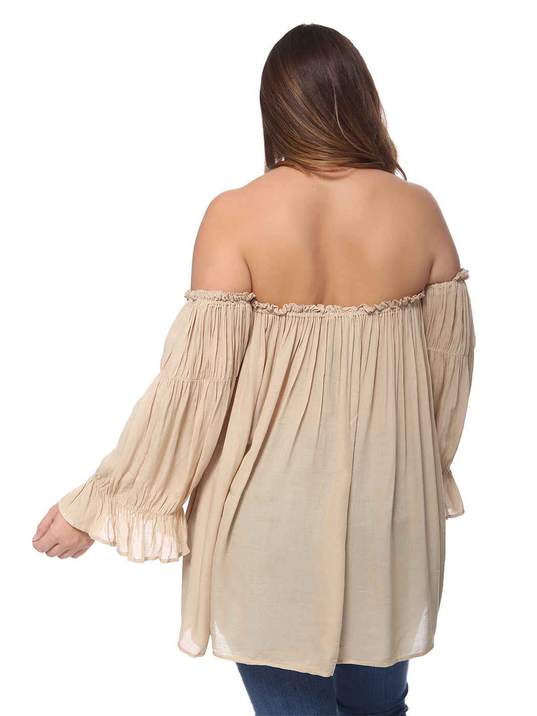 Blusa campesina con hombros descubiertos y talla grande