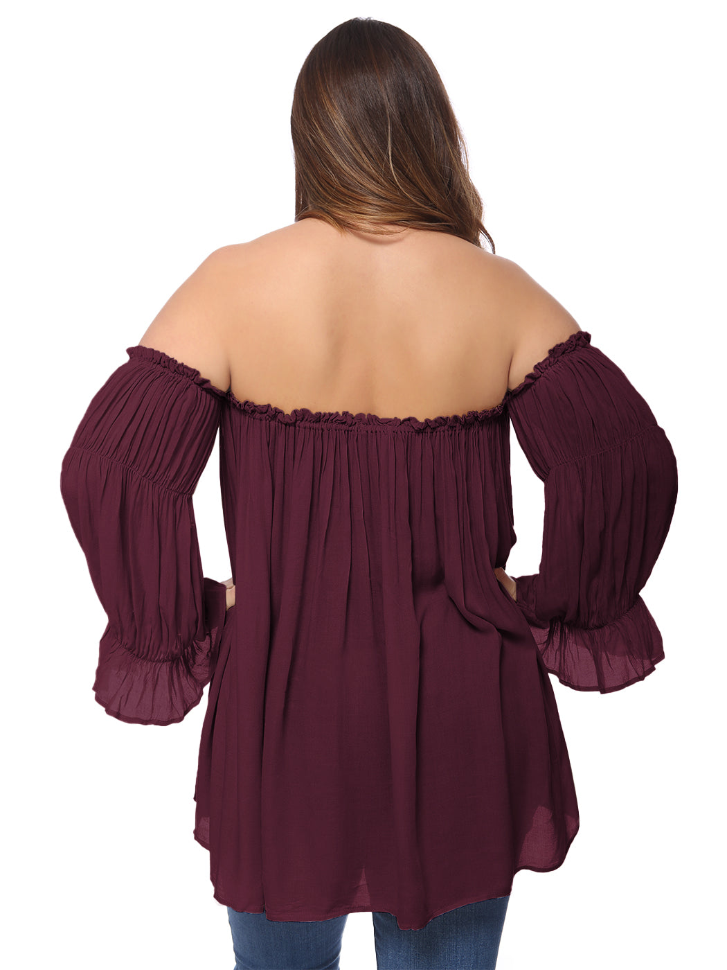 Blusa campesina con hombros descubiertos y talla grande