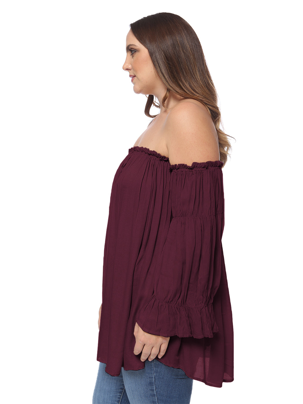 Blusa campesina con hombros descubiertos y talla grande