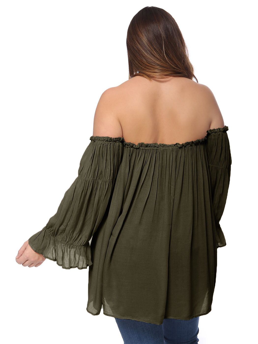 Blusa campesina con hombros descubiertos y talla grande